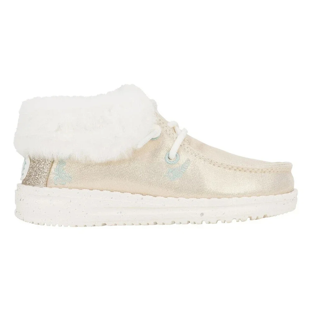 Hey Dude Wendy Fold Toddler Metallic Gold Faux Fur Collar Slip-On Shoes ZOGG2038